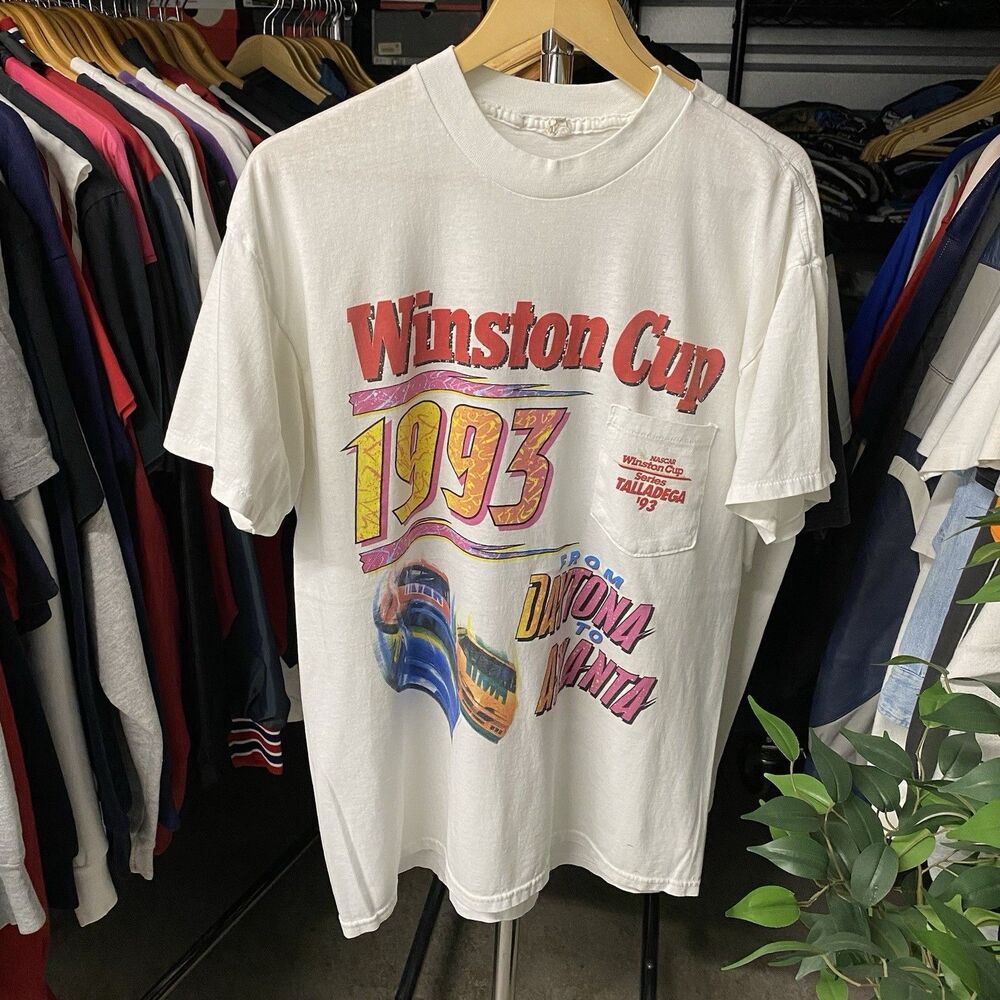 Vintage 1993 NASCAR Winston Cup Series Daytona to Atlanta Racing Tee Men's Large